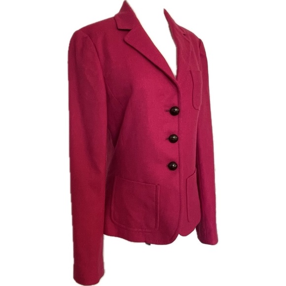 J Crew Robert Noble 100% Wool Fuscia Pink Herringbone Snatched-look Blazer Sz T8 - Picture 3 of 14